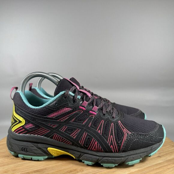 Asics Gel Venture 7 Shoes Womens 7 Black Running Training Trail Sneakers - Picture 1 of 8